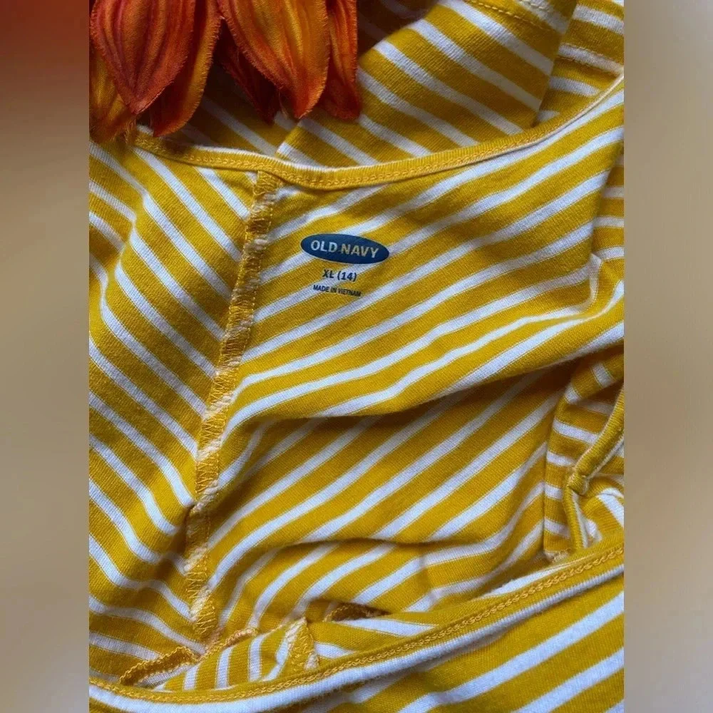 🌻5/$25🌻OLD NAVY Girls Yellow/White Striped Summer Dress | XL 14 |